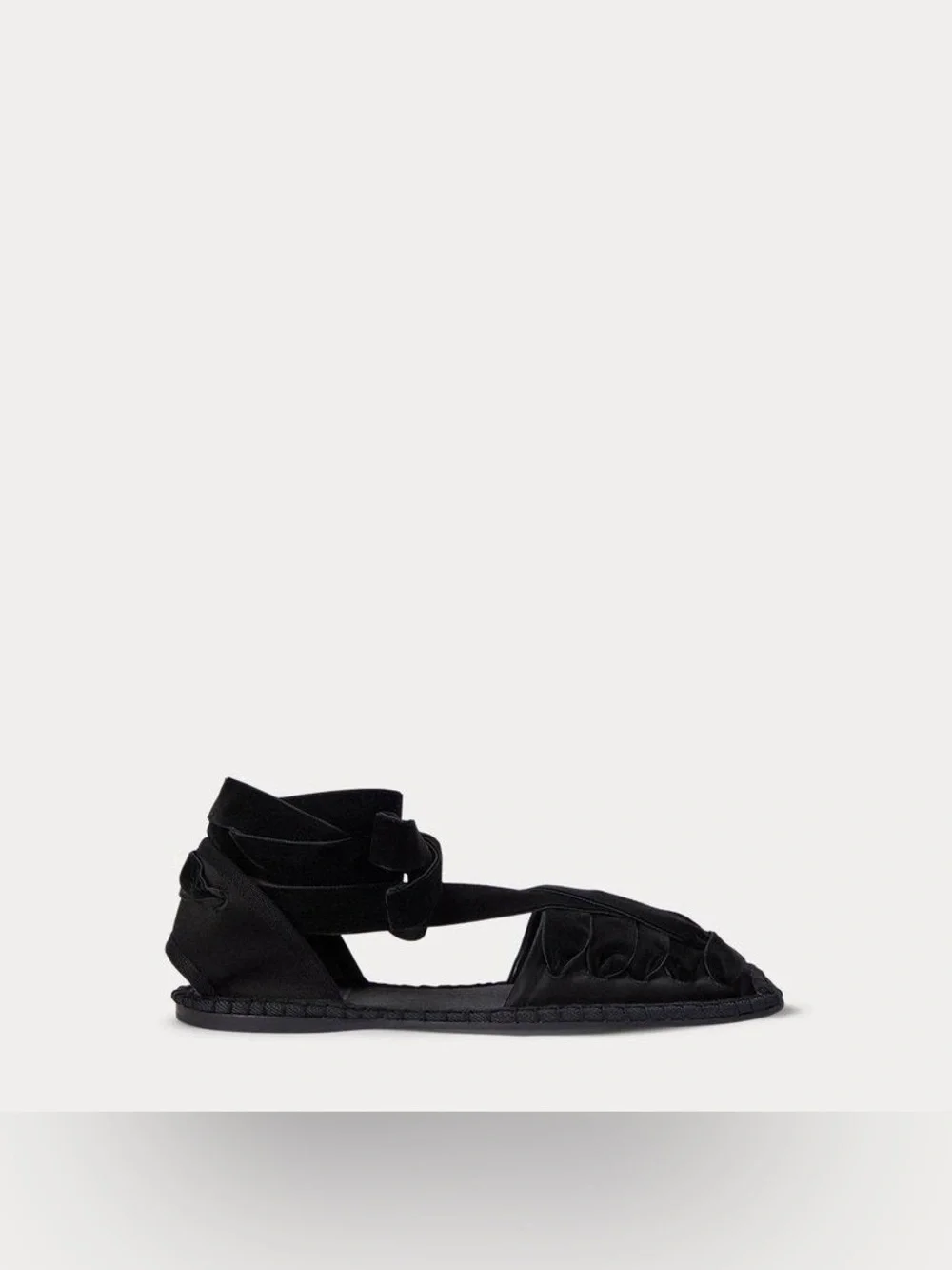 Polo Ralph Lauren Satin Lace-Up Espadrille Black Lace-Up Flats Size 9 - SB9